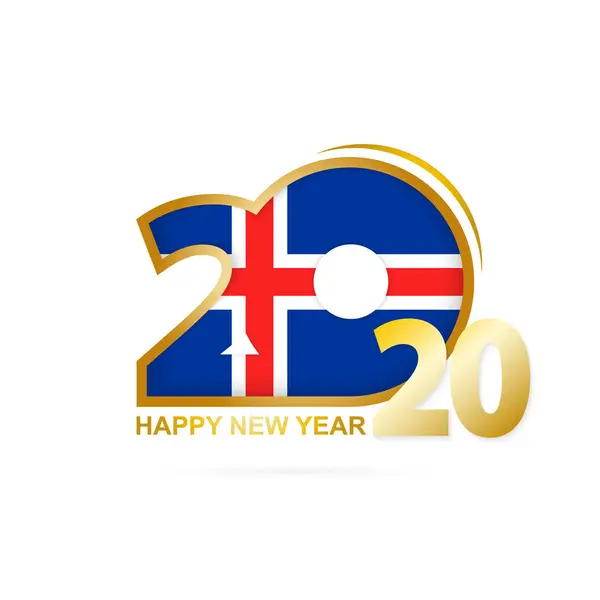 Año 2020 con patrón de bandera de Islandia. Feliz Año Nuevo Diseño . — Vector de stock