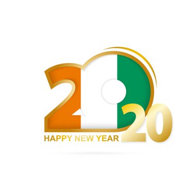 Yıl 2020 Fildişi Sahili Bayrağı desen li. Mutlu Yıllar Tasarım.