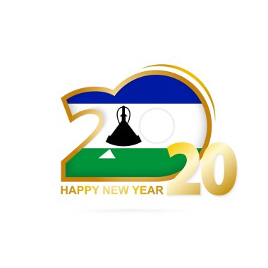 Yıl 2020 Lesotho Bayrak desen li. Mutlu Yıllar Tasarım.