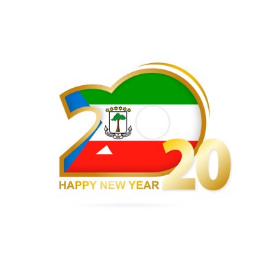 Yıl 2020 Ekvator Ginesi Bayrağı desen ile. Mutlu Yıllar Tasarım