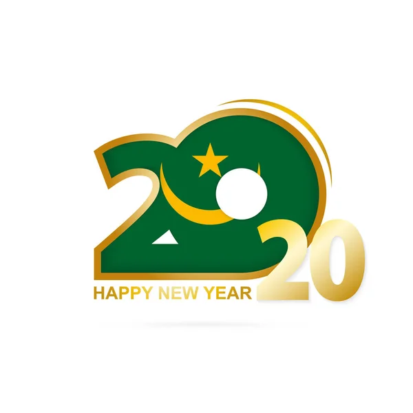 Year 2020 with Mauritania Flag pattern. Happy New Year Design. — Stock Vector