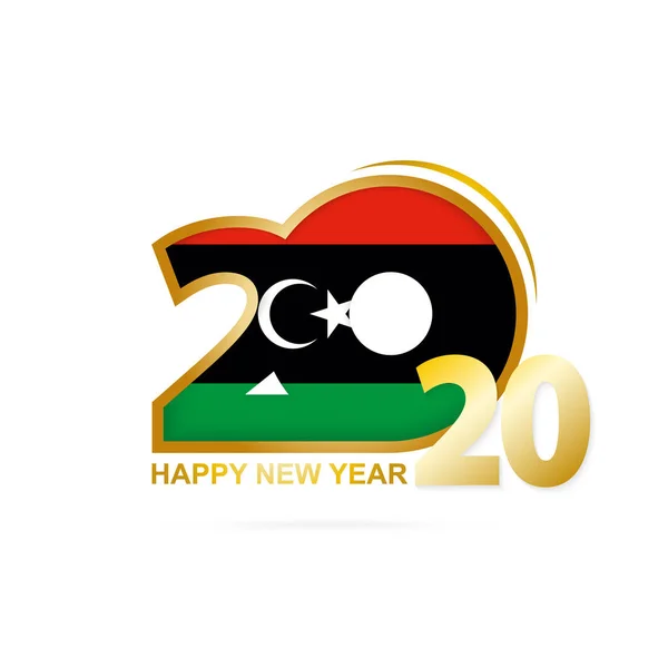Ano 2020 com padrão de bandeira da Líbia. Feliz Ano Novo Design . —  Vetores de Stock