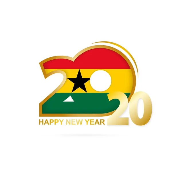 Ano 2020 com padrão de Bandeira do Gana. Feliz Ano Novo Design . —  Vetores de Stock
