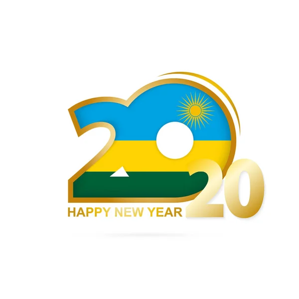 Jahr 2020 mit ruandischen Flaggenmuster. frohes neues Jahr. — Stockvektor