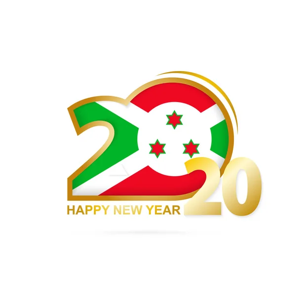 Año 2020 con patrón de bandera de Burundi. Feliz Año Nuevo Diseño . — Vector de stock