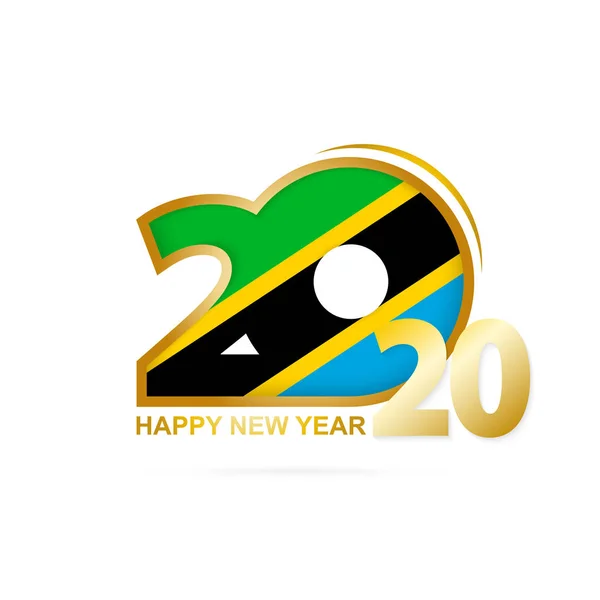 Année 2020 avec le drapeau tanzanien. Bonne année Design . — Image vectorielle