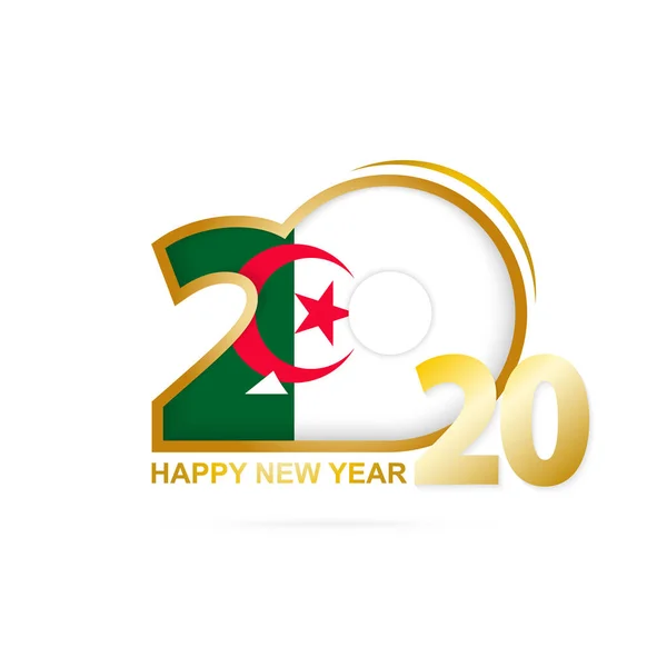 Año 2020 con patrón de bandera de Argelia. Feliz Año Nuevo Diseño . — Vector de stock