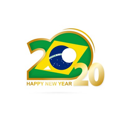 Yıl 2020 Brezilya Bayrağı desen ile. Mutlu Yıllar Tasarım.