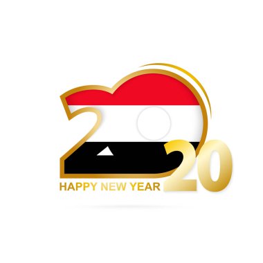 Yıl 2020 Yemen Bayrağı desen li. Mutlu Yıllar Tasarım.