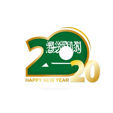Yıl 2020 Suudi Arabistan Bayrağı desen ile. Mutlu Yıllar Tasarım.