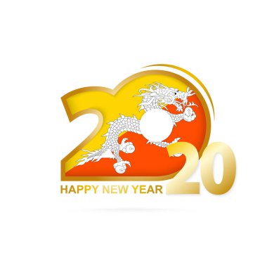 Yıl 2020 Bhutan Bayrağı desen li. Mutlu Yıllar Tasarım.