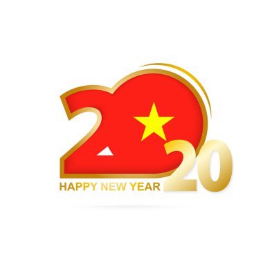 Yıl 2020 Vietnam Bayrağı desen ile. Mutlu Yıllar Tasarım.