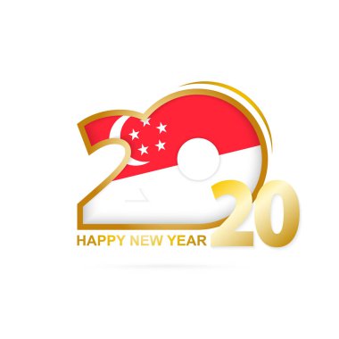 Yıl 2020 Singapur Bayrak desen li. Mutlu Yıllar Tasarım.