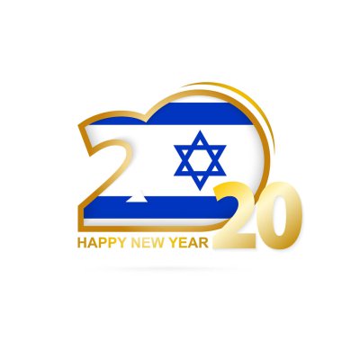 Yıl 2020 İsrail Bayrağı desen ile. Mutlu Yıllar Tasarım.