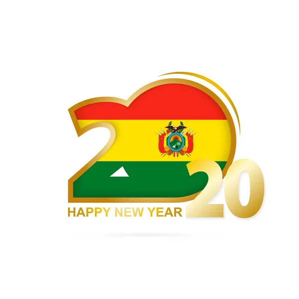Anno 2020 con Bandiera Bolivia modello. Felice anno nuovo design . — Vettoriale Stock