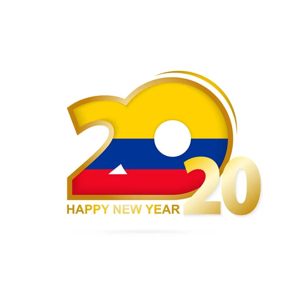 År 2020 med Colombia flagga mönster. Gott nytt år design. — Stock vektor
