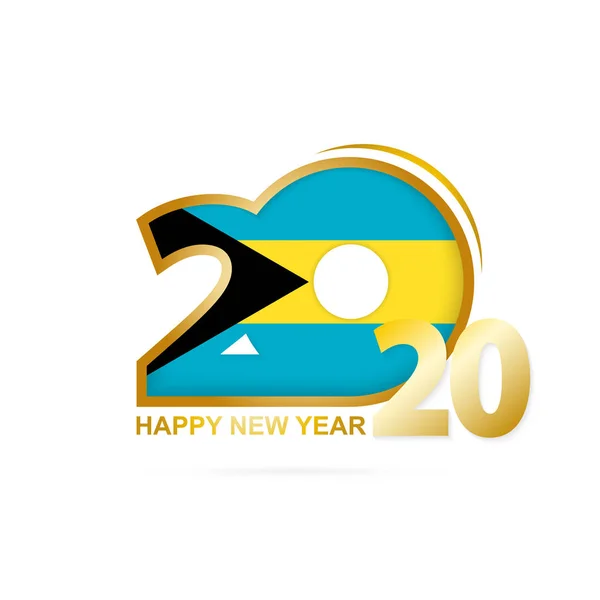År 2020 med Bahamas flagg mönster. Gott nytt år design. — Stock vektor