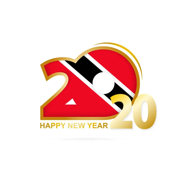 Año 2020 con patrón de bandera de Trinidad y Tobago. Feliz Año Nuevo — Vector de stock