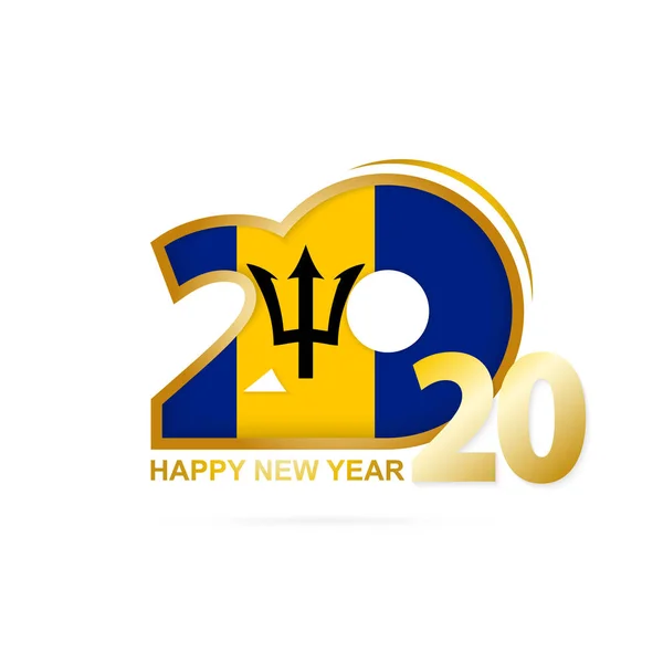 År 2020 med Barbados flagga mönster. Gott nytt år design. — Stock vektor