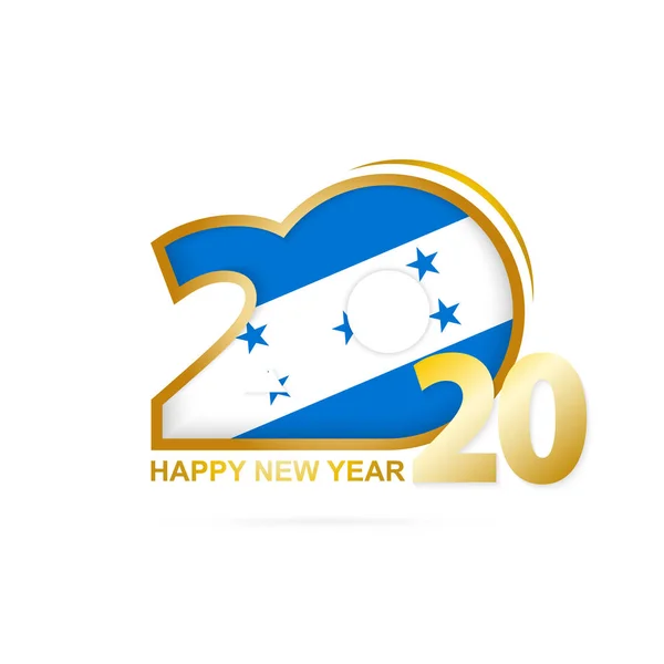 Año 2020 con patrón de bandera de Honduras. Feliz Año Nuevo Diseño . — Archivo Imágenes Vectoriales
