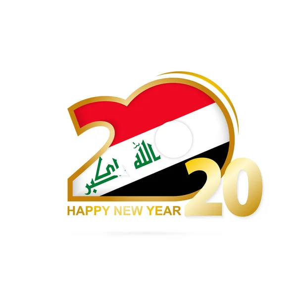 Jahr 2020 mit irakischer Flagge. frohes neues Jahr. — Stockvektor