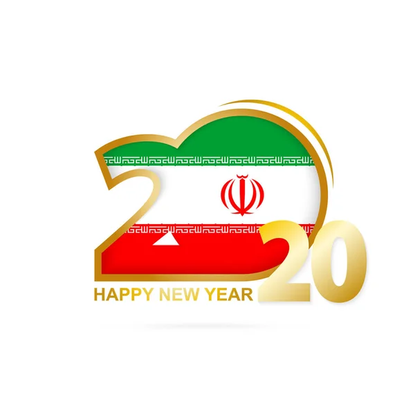 Jahr 2020 mit iranischem Flaggenmuster. frohes neues Jahr. — Stockvektor