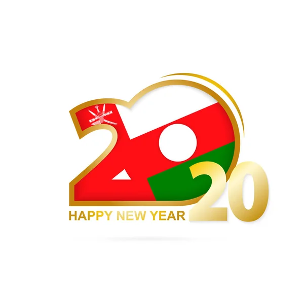År 2020 med Oman flagga mönster. Gott nytt år design. — Stock vektor