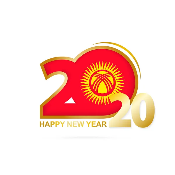 Year 2020 with Kyrgyzstan Flag pattern. Happy New Year Design. — Stock Vector