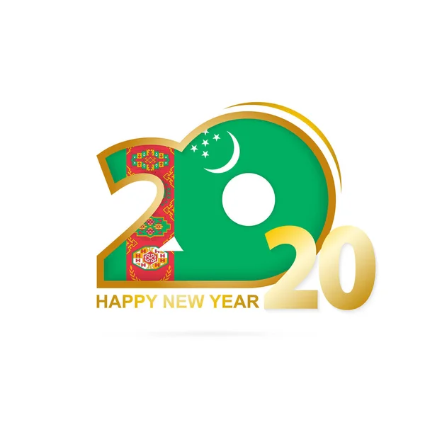 Έτος 2020 με το σχέδιο σημαίας του Τουρκμενιστάν. Ευτυχισμένο το νέο έτος σχεδιασμού. — Διανυσματικό Αρχείο