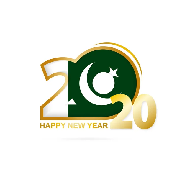 Έτος 2020 με το πρότυπο του Πακιστάν σημαία. Ευτυχισμένο το νέο έτος σχεδιασμού. — Διανυσματικό Αρχείο