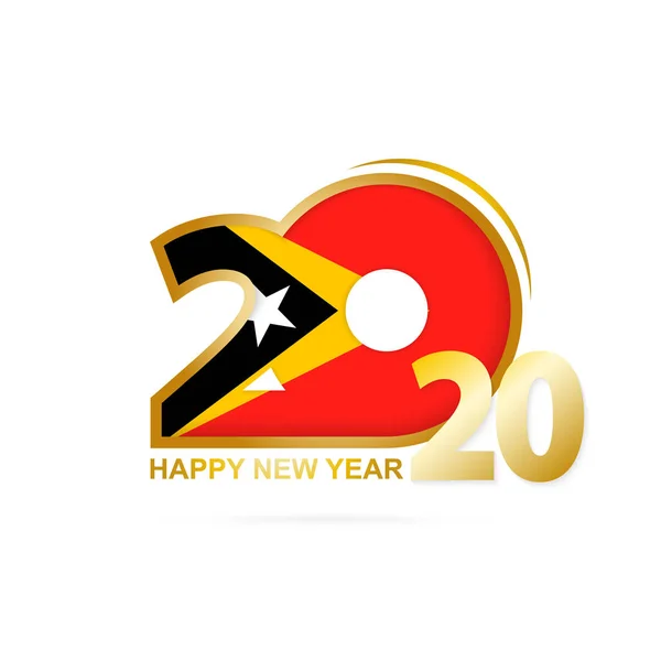 Année 2020 avec drapeau du Timor oriental. Bonne année Design . — Image vectorielle