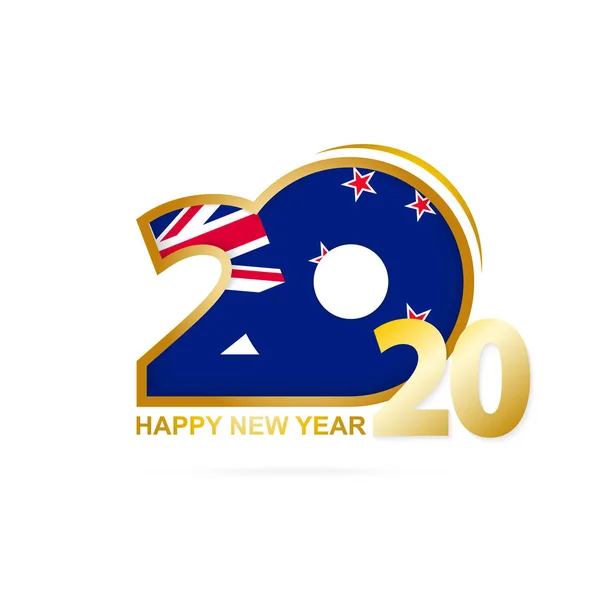 Año 2020 con patrón de bandera de Nueva Zelanda. Feliz Año Nuevo Diseño . — Archivo Imágenes Vectoriales
