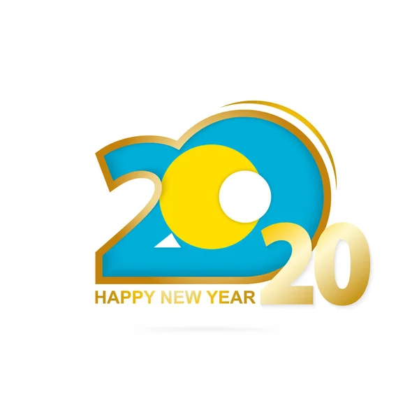Año 2020 con patrón Palau Flag. Feliz Año Nuevo Diseño . — Vector de stock