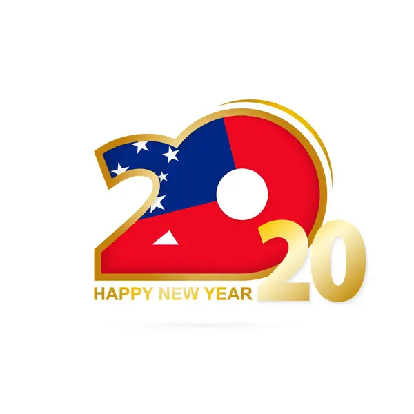 Año 2020 con patrón de Bandera de Samoa. Feliz Año Nuevo Diseño . — Vector de stock