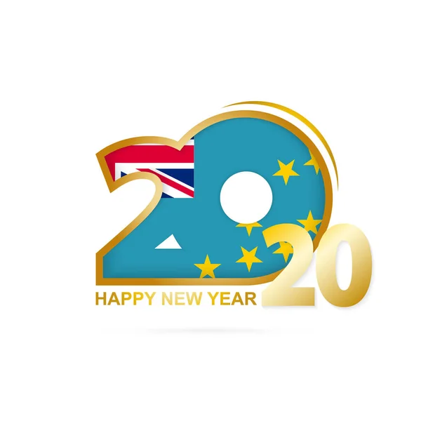 Año 2020 con patrón Tuvalu Flag. Feliz Año Nuevo Diseño . — Archivo Imágenes Vectoriales
