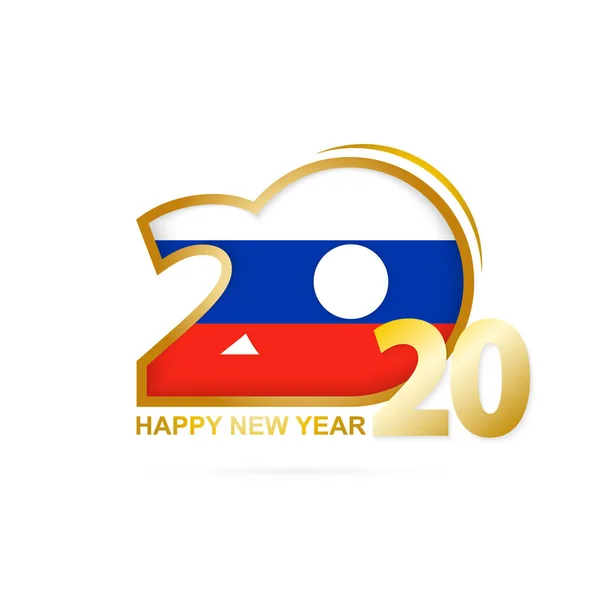 Año 2020 con patrón de bandera de Rusia. Feliz Año Nuevo Diseño . — Vector de stock