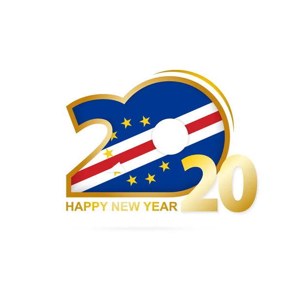 Año 2020 con patrón de bandera de Cabo Verde. Feliz Año Nuevo Diseño . — Archivo Imágenes Vectoriales