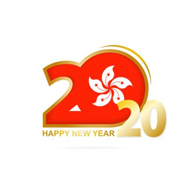 Yıl 2020 Hong Kong Bayrak desen ile. Mutlu Yıllar Tasarım.