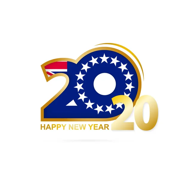 Año 2020 con patrón de bandera de las Islas Cook. Feliz Año Nuevo Diseño . — Vector de stock