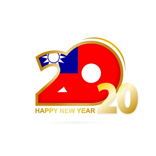 台湾国旗パターンで2020年。ハッピーニューイヤーデザイン. — ストックベクタ