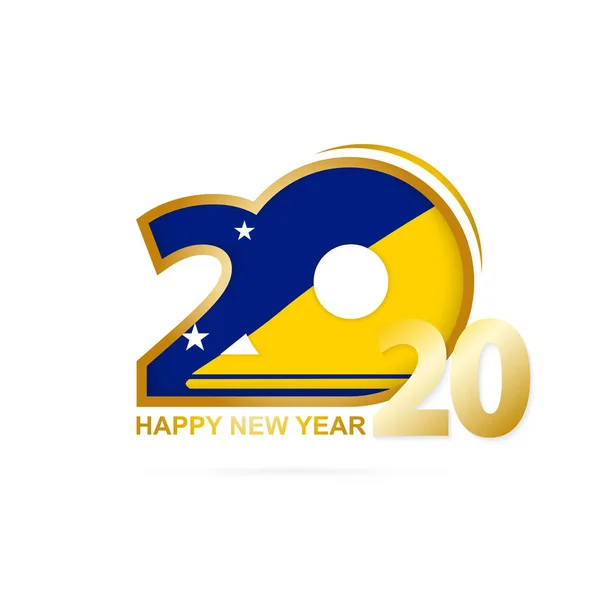 Año 2020 con patrón Tokelau Flag. Feliz Año Nuevo Diseño . — Vector de stock