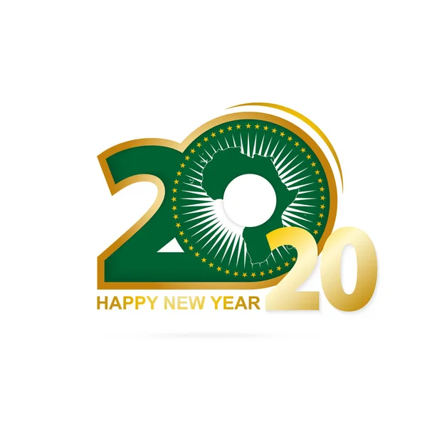 Year 2020 with African Union Flag pattern. Happy New Year Design — Stock Vector