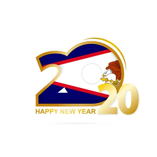 Рік 2020 з американським прапором Самоа шаблоном. З новим роком дизайн — стоковий вектор