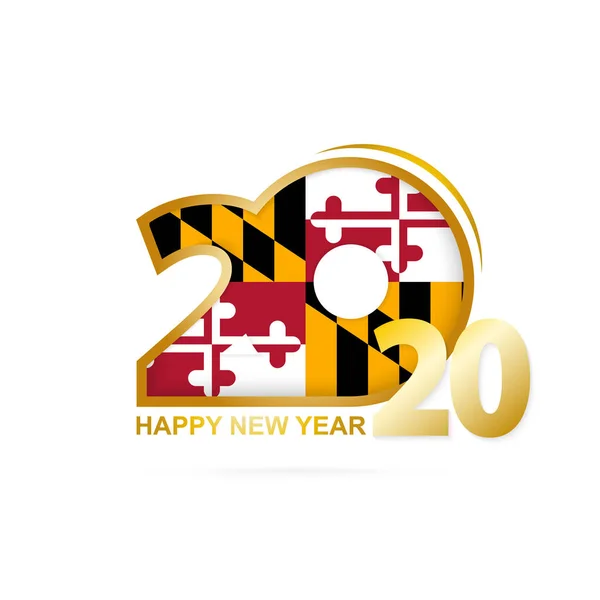 Year 2020 with Maryland Flag pattern. Happy New Year Design. — Stock Vector
