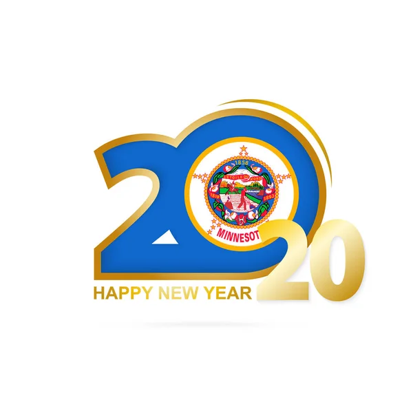 Έτος 2020 με μοτίβο σημαίας της Μινεσότα. Ευτυχισμένο το νέο έτος σχεδιασμού. — Διανυσματικό Αρχείο