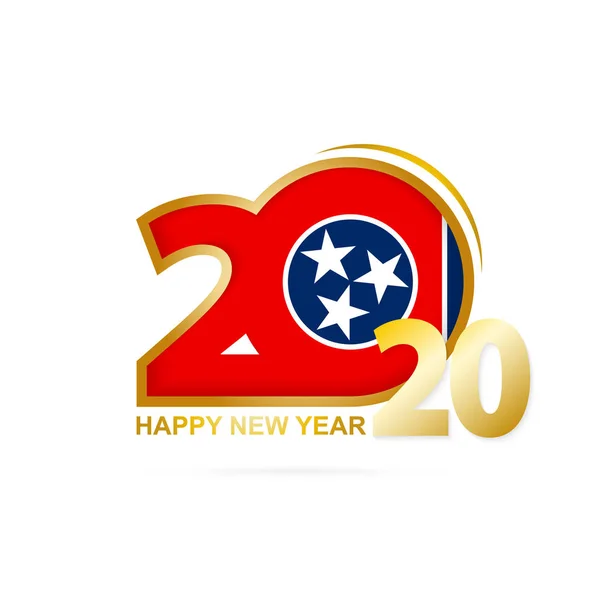 Jaar 2020 met Tennessee vlag patroon. Gelukkig Nieuwjaar ontwerp. — Stockvector