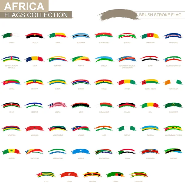 Rounded grunge brush stroke with African flags. — Stock Vector