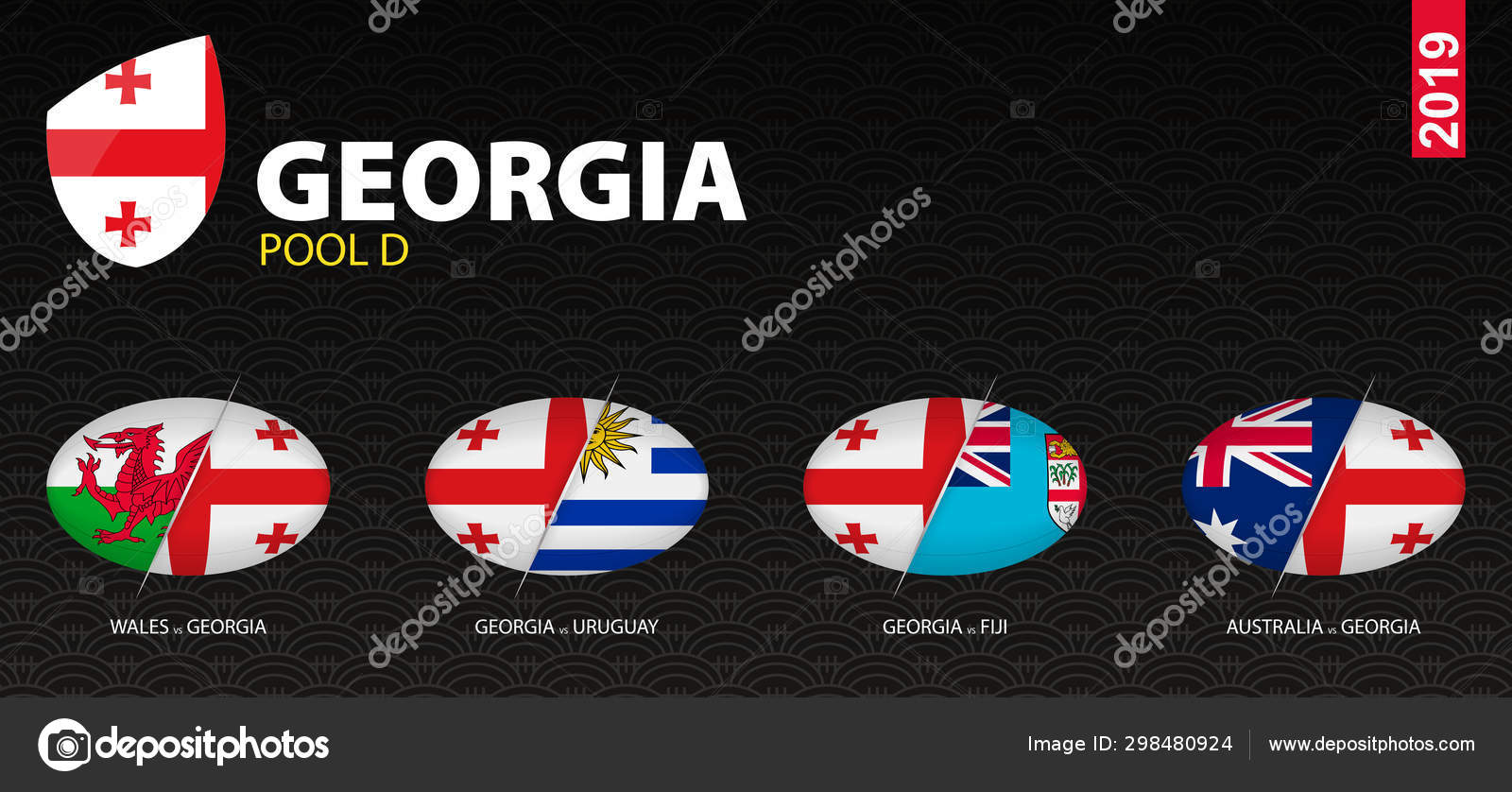 All games of rugby team in pool D stylized as icons. Stock Vector Image by ©boldg 298480924