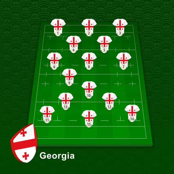 Position du joueur d'équipe de rugby Géorgie sur le terrain de rugby . — Image vectorielle