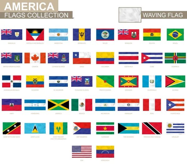 Colección de bandera ondeante americana . — Archivo Imágenes Vectoriales